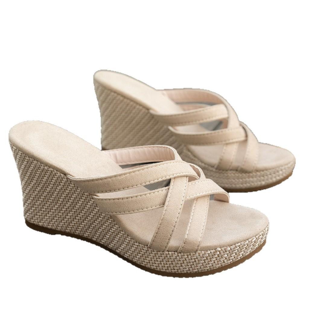Style Woven Open Toe Slippers For Women With Thick Sole And Pu Upper