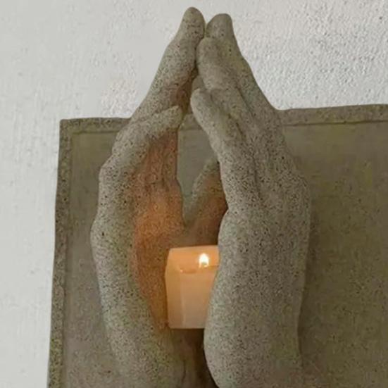 Prayer Hand Candlestick Resin Material Symbol of Faith Emotion Warmth Hope Candle Stand Peaceful Home Accent