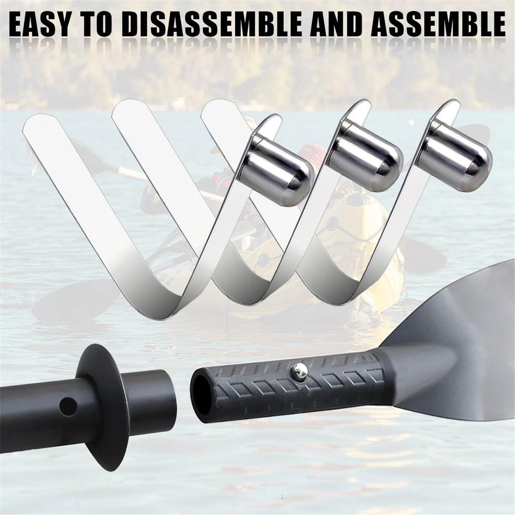 6Pcs Stainless Steel Kayak Paddle Spring Clips Replacement Awning Tent Poles Push Button Clips Tube Locking Pin Clips
