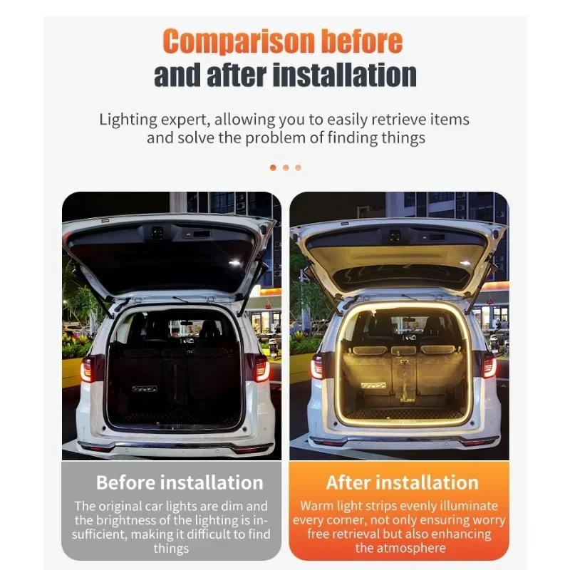 Tira de Luz LED para Maletero de Coche Detección Automática Iluminación de Maletero de Alto Brillo Luz Ambiental Decoración Interior Tira de Luces de Portón Trasero Universal para SUV/MPV