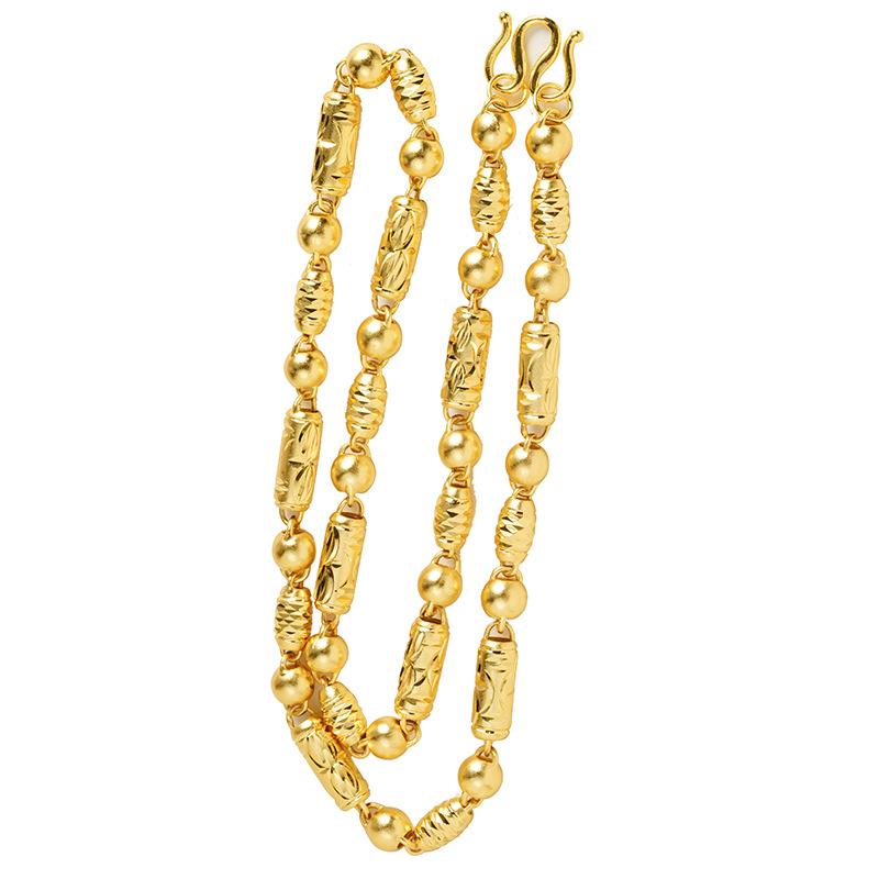 Vietnamese Gold Sand Olive Bead Pattern Necklace Men's Chinese Style Copper Alloy Jewelry Accessories