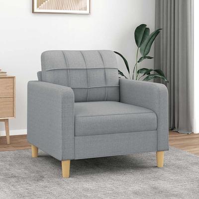 Vidaxl Armchair, Light Gray, 60 Cm, Upholstered In Fabric