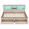 Single Bed Daybed 90x200cm Sofa Bed Bedside Cabinet with 2 USB And Charging Sockets Youth Ambient Lighting Two Drawers Slatted Frame (without