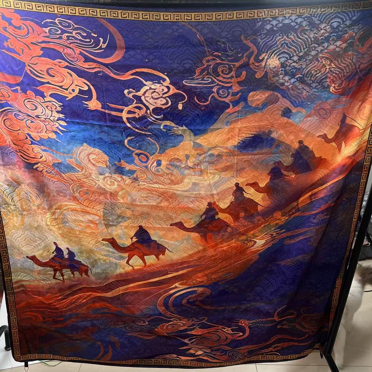 Платок Сянъюнь 140 * 140 в китайском стиле, ретро и элегантный, двухсторонний разноцветный, с принтом укропа, шарф-шаль 140*140