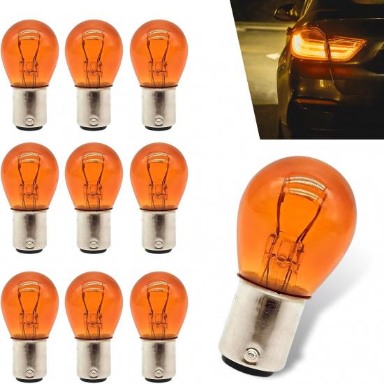 10 PCS Car 1157 Brake Lights, P21/5W Super Bright Dual Contact Indicator, S25 2057 2357 High and Low Foot Filament Waterproof Halogen Bulb, Universal