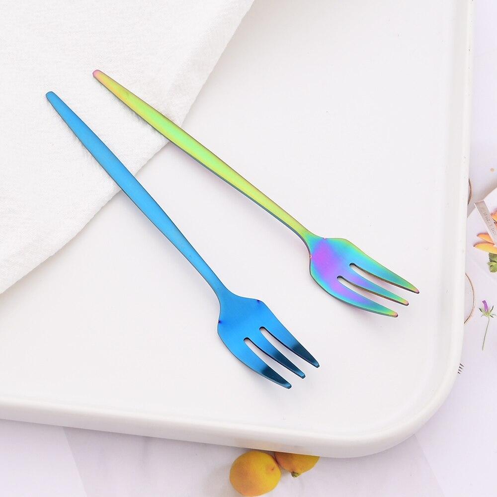 6Pcs Mini Fork Set For Fruit Cake Snack Stainless Steel Tea Fruit Fork Set Dessert Fork White Gold Small Salad Fork Dinnerware