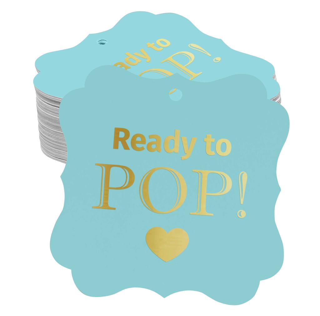 Inkdotpot Real Gold Foil Ready To Pop Baby Shower Tags Favor Bracket Shape Hang Pack Of 100 Paper