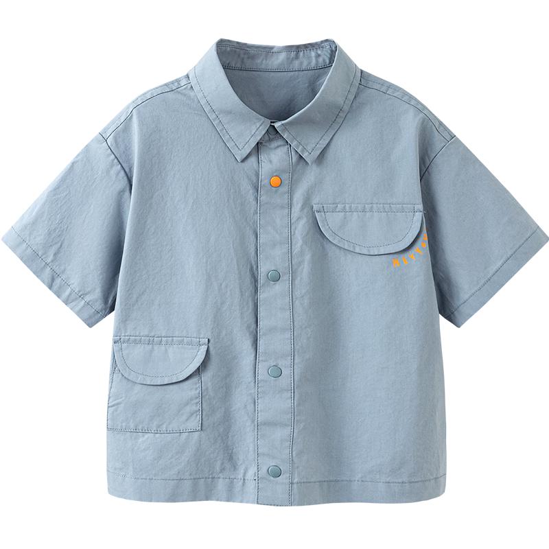 Mini Balabala Boys Cotton Workwear Short-Sleeve Shirt 80