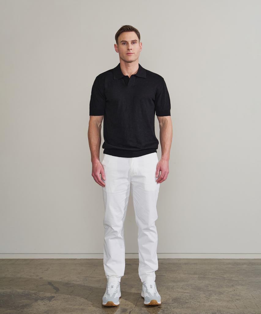 PANICALE Black Johnny Collar Polo Knit