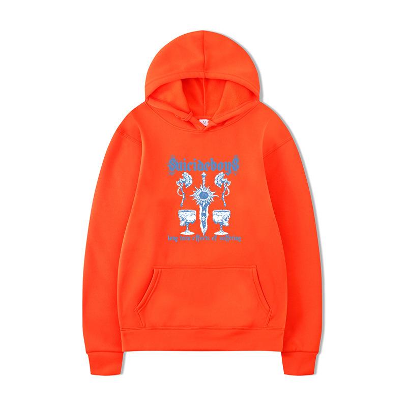 Autumn Winter Sword Letter Print Men Hoodie Vintage Unisex Pullover Men Vintage Graphic Hoody Tops Oversize Clothing