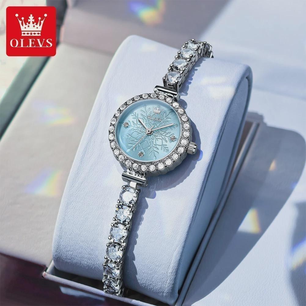 OLEVS Volle Diamant Quarzuhren Damen Luxus Elegantes Armband Armbanduhr Wasserdicht Damen Kleid Armbanduhr