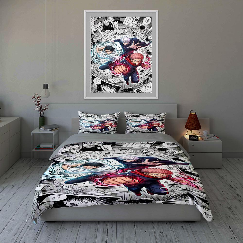 Anime action scene Bedding Duvet cover sets Duvet covers Pillowcases gifts (1 * Duvet Cover 2 * Pillowcases, without duvet insert)