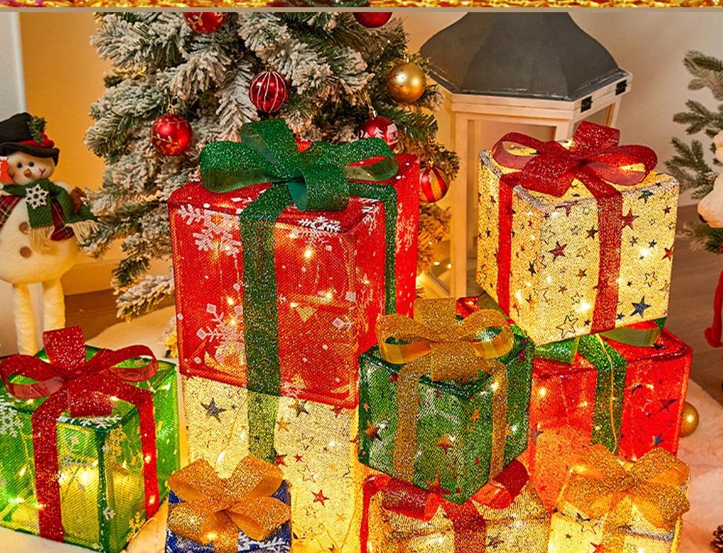 Folding Christmas Gift Box Set: Three-Piece Party & Festival Decoration