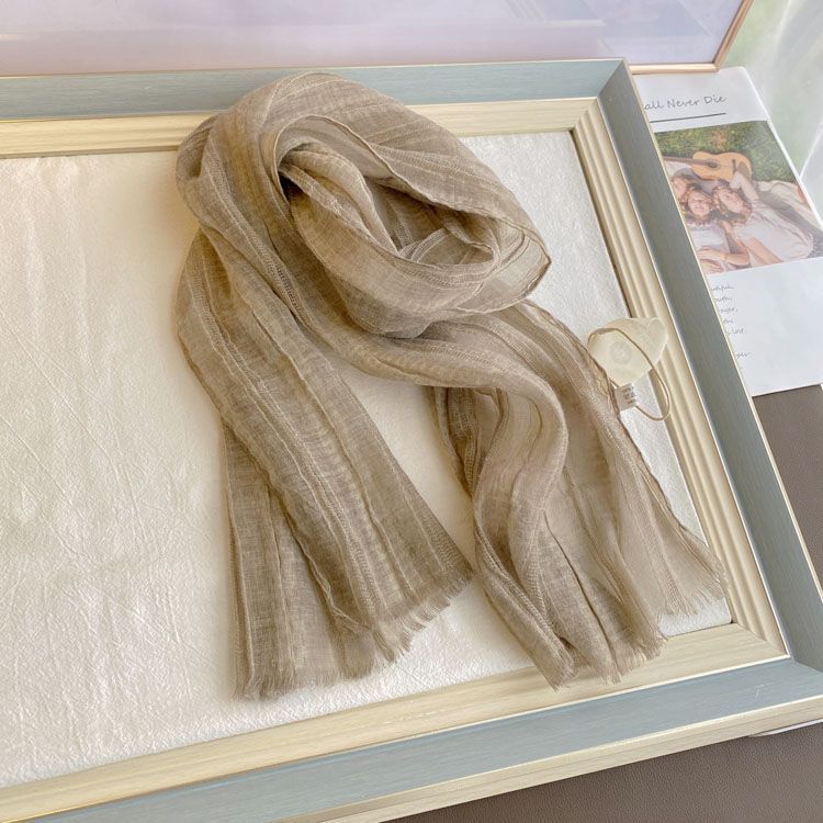 

Универсальный однотонный шарф из хлопка и льна для женщин на весну и осень, летний шарф в корейском стиле