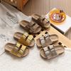 Girls TPR Sole Slide Sandals With Metal Rivets Flat Open-Back Slip-On Beach Footwear Kids