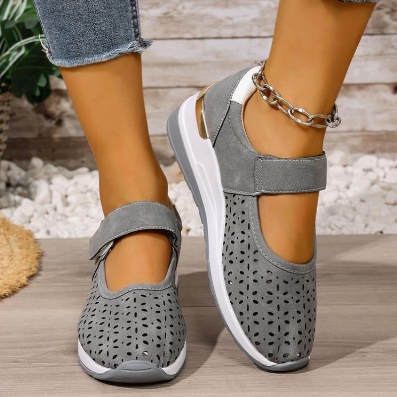 Spring Summer New Fashion Large Size Thick Bottom Sneakers for Women Casual Hollow Out Wedges Heel Single Sports Shoes
