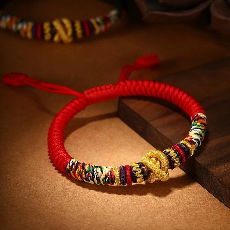 

Handmade Good Lucky Tibetan Bracelet Colorful Knots Rope Bangle червоний