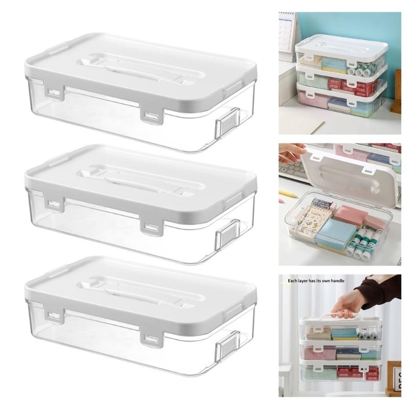 Pack of 3 Clear Organizers Container Featuring Comfortable Grips and Protective Covers Perfect for Desktop or Home Storage Applications