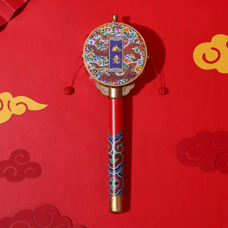 Children Rattle-Drum Antique Retro Handmade Chinese Style Exquisite Rattle-Drum Creative Cultural Craft Chinese Travel Gift