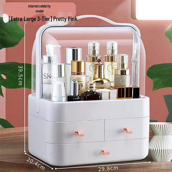 Compact Skincare Cosmetics Organizer: Handheld, Dustproof Drawer Rack for Desktop Storage