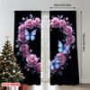 Set Of 2 Flat Printing Window Drapes Neon Heart Butterflies Roses Glow Digital Printed Polyester Birthday Party Curtain Made