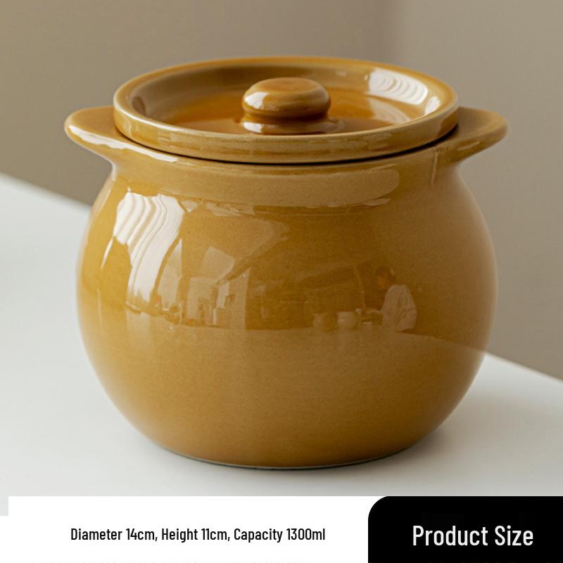 Ceramic Double Boiler Stew and Egg Custard Pot with Lid