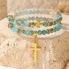 Trendy Cross Pendant Beaded Couple Bracelet