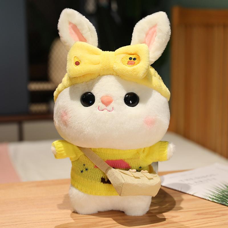 Weiches Kaninchen Lalafanfan Kaninchen Café Mädchen Plüschtier Niedlich 30cm Kawaii Lalafanfan Puppe mit Brille mit Kleidung Spielzeug Geschenk