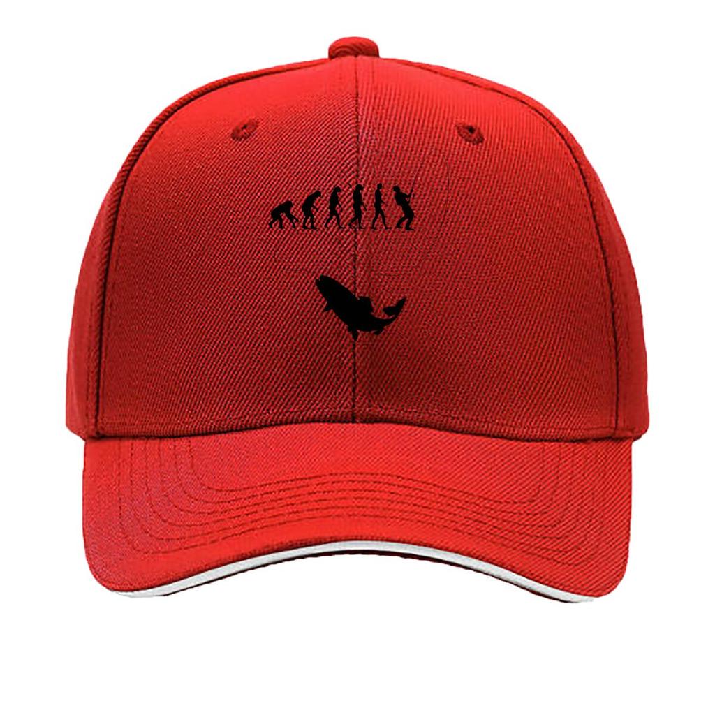 Fishing Evolution Silhouette Angler Fish Graphic Sandwich Baseball Cap Sun Cap Outdoor Workouts Hat