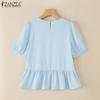 ZANZEA Women Casual Round Neck Crochet Patchwork Summer Short Sleeve T-Shirts