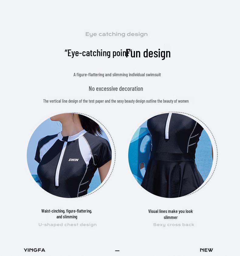 High-Waisted Slimming Women's Sporty Swim Skirt for Diving and Training