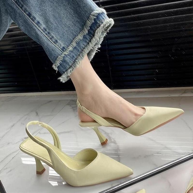 Fashion 2025 New Designer Luxury Women Slingback Sandals Pointed Toe Slip on Thin High Heel Ladies Elegant Pumps Shoes Sandals