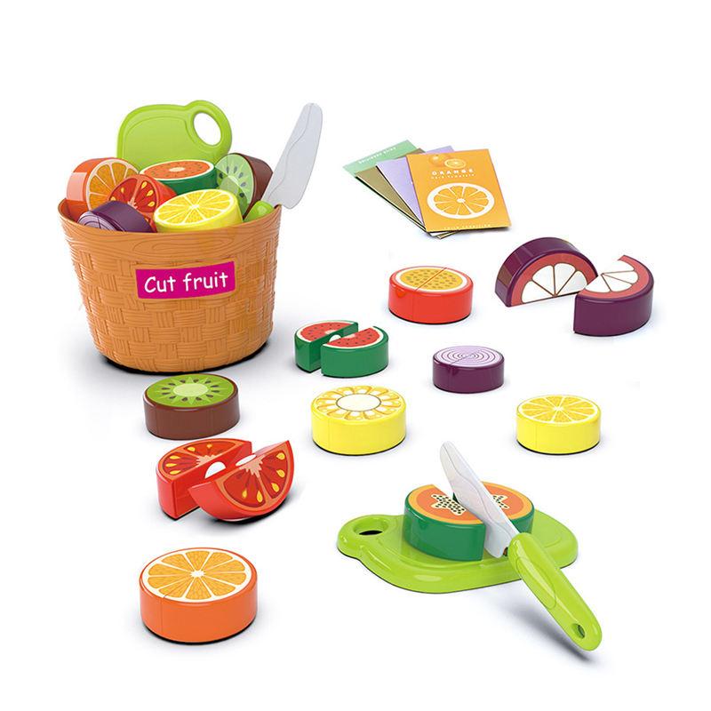 

Fun Fruit Cutting Food Simulation Fruit and Vegetable Toys Play House Sets, Early Basic Skill Development with Basket Xmas Gifts