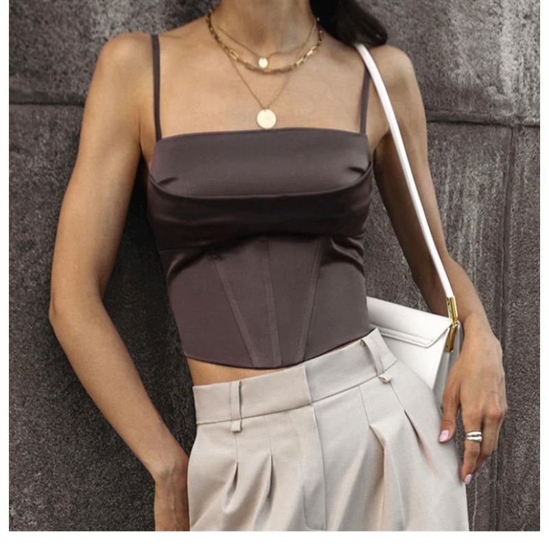 New Solid Color Wearable for All Seasons with Suspender Tops Chic Hot Girl Strappy Sleeveless Vest