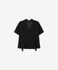 BASIKA Half-Sleeve V-Neck Tie Blouse (Black)