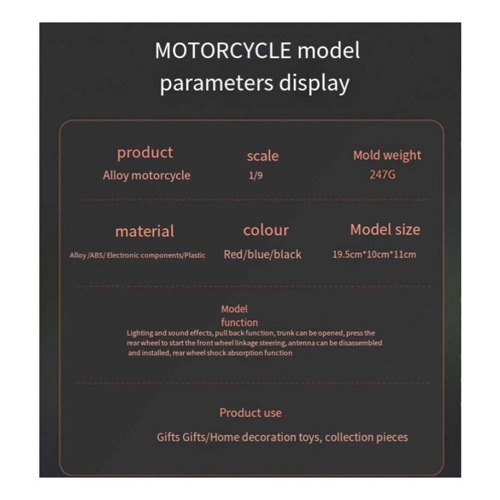 Simulazione 1/9 Lega Harley Davidson Triciclo Modello Moto Ornamento