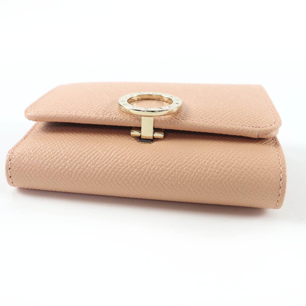 Pristine BVLGARI Bulgari Bulgari Logo Clip Leather Compact Wallet Pink 293178 Used