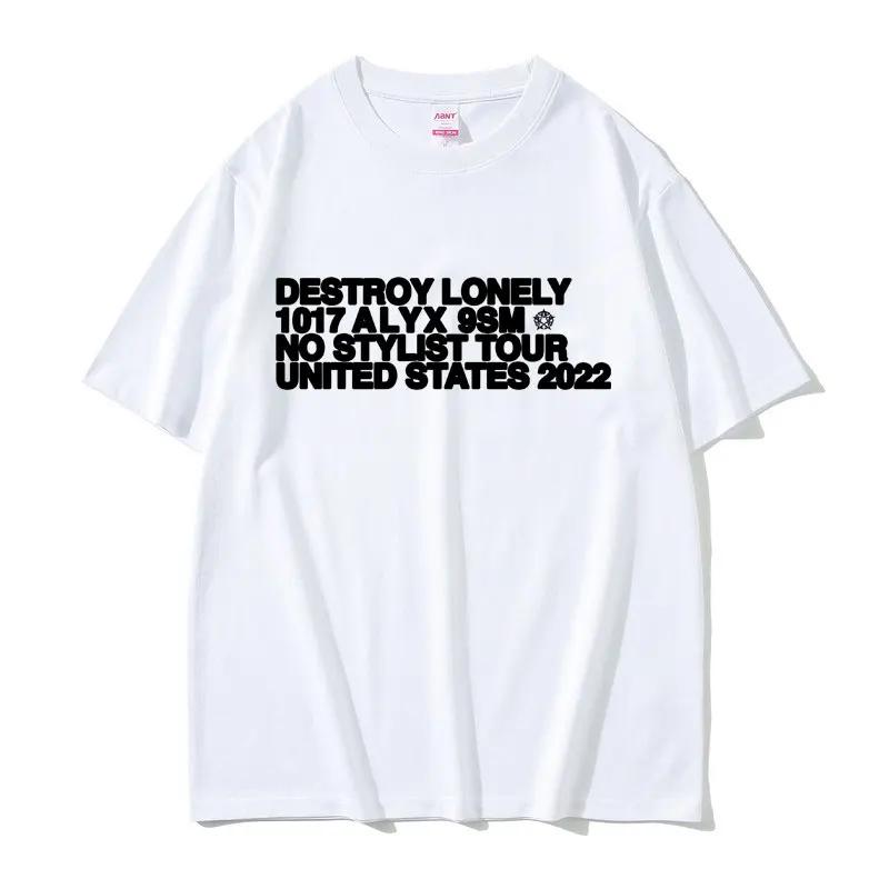 2025 Summer Rapper Destroy Lonely Alyx Print Tshirt Mens Oversized Short Sleeve Tees Men Hip Hop100 Pure Cotton Printed Tshirt