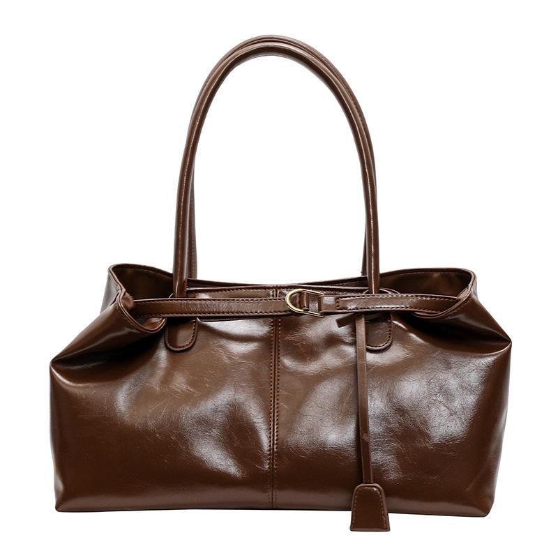 

Новый высококлассный темпераментный универсальный мягкий мешок-питошка повседневный универсальный плечевой женский мешок большой вместимости коричневый