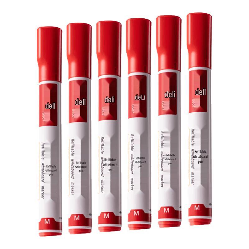 Deli S507 Refillable Whiteboard Markers красный