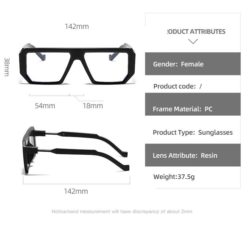 UV Protection Lightweight Comfortable Durable High Quality Retro Stylish Edgy Punk Square Shaped Female Male Sun Glasses