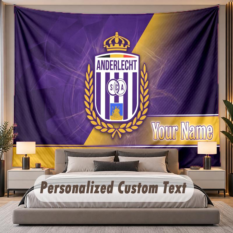 Custom Name Text Tapestry Anderlecht FC logo Personalized Polyester Wall Tapestry For Bedroom And Room