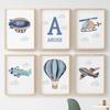 Balloon Airplane Helicopter Fighter Cartoon Wall Art Canvas Painting Nordic Posters And Prints Pictures For Baby Kids Room Decor
