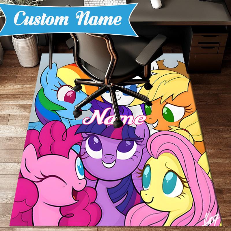 Custom Name Purple Unicorn Friendship Rug for Living Room, Game Rooms, Office, Bedroom, Floor Mat Playful Design, fan gifts Christmas decor