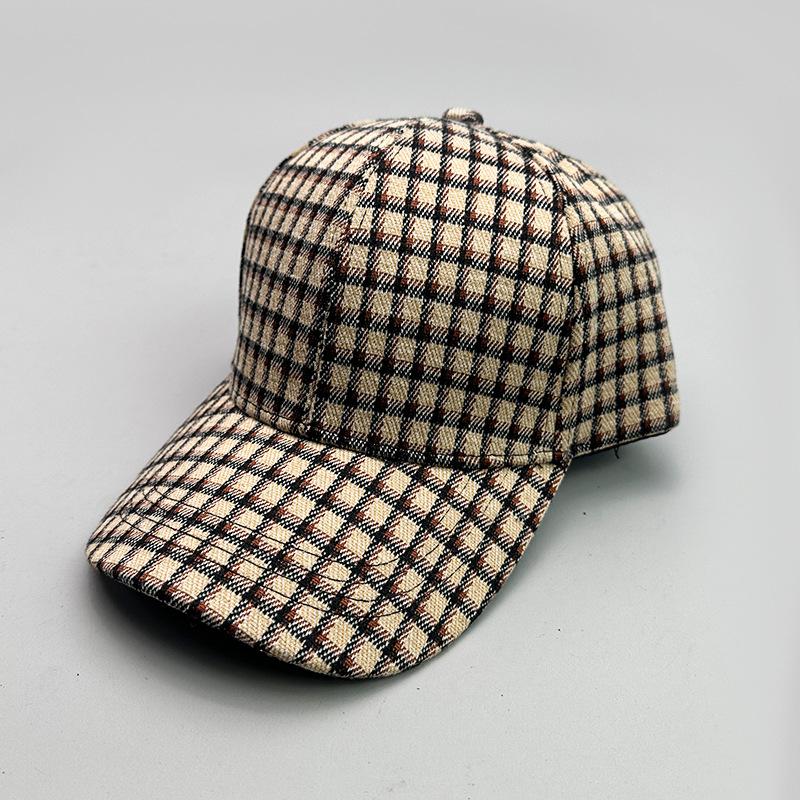 Spring And Summer Plaid British Retro Thousand Bird Grid Classic Baseball Cap Men And Women Retro Sunshade Personality Fashion Versatile