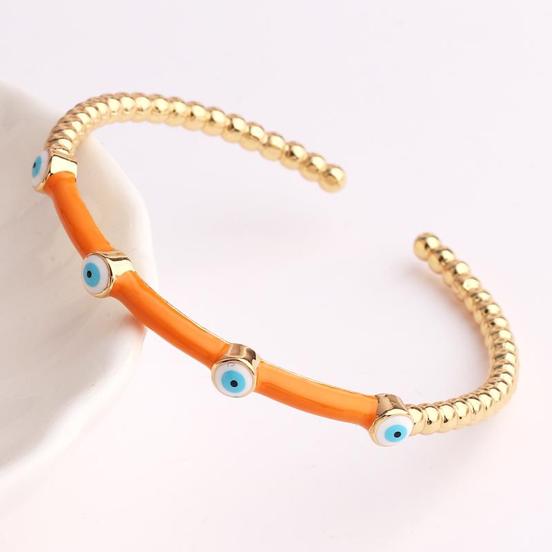 High Quality Fashion Drip Oil Hand Jewelry Gold Color Colorful Enamel Turkish Lucky Evil Eye Bangle Bracelet For Women