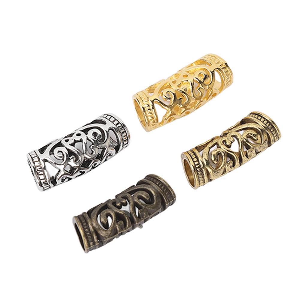 48 ks korálků na vlasové dredy 4 barvy Vintage Alloy vlasový korálek na vousy pro zaplétání vlasů DIY šperky