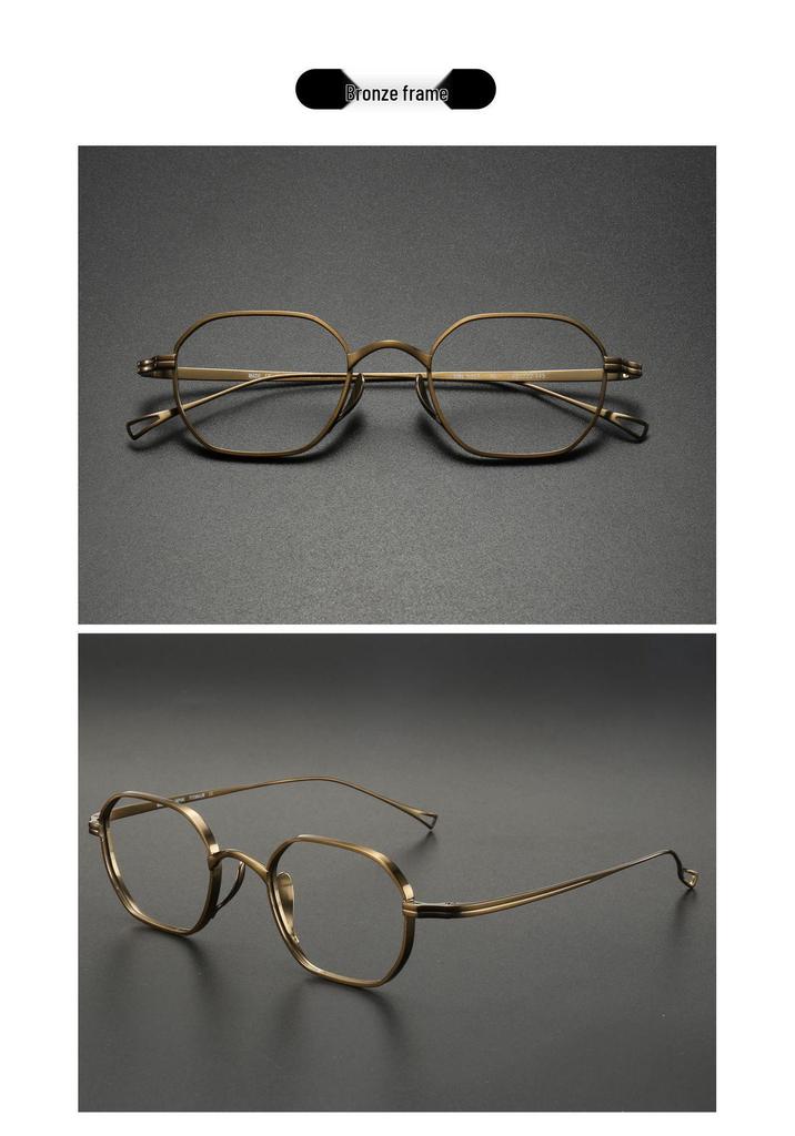 Retro Pure Titanium Unisex Myopia Glasses Frame - High Prescription, Small Square Polygon Frame