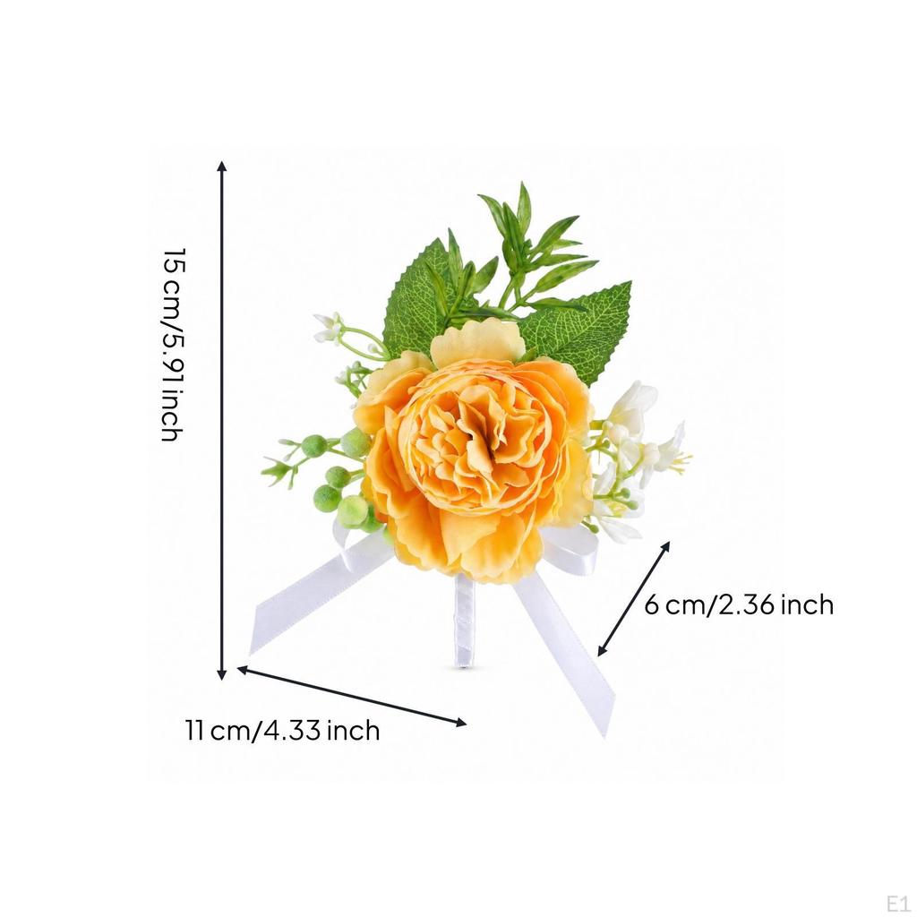 Wedding Corsage Handmade Rose Boutonniere Rustic with Ribbon for Bridesmaids, Groomsmen,