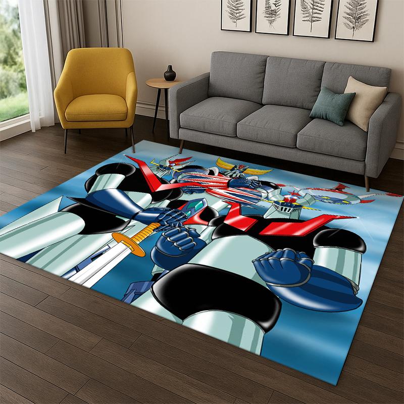 Retro Cartoon UFO Robot Grendizer Anime Carpet Rug for Bedroom Living Room Sofa Doormat Home Decor,Kid Game Area Rug Non-slip